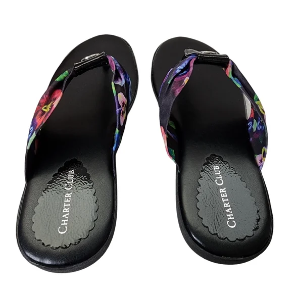 Charter Club Benjii sandals fabric cushioned flip flops sz 8m - Picture 3 of 15